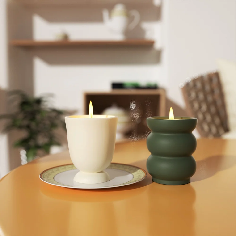 

Geometric Candle Jar Cement Silicone Mold Concrete Candle Vessel Succulent Pot Mould DIY Handmade Storage Box Making Mould