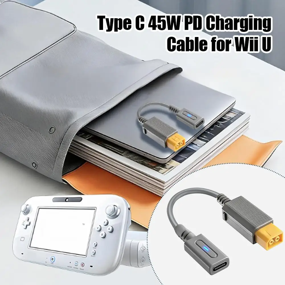 Type-C - Wii U 충전 케이블 45W PD 고속 충전 유연한 PVC 코드 Wii U 콘솔용 내구성 있는 당김 방지 디자인