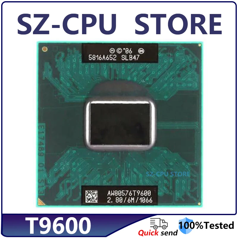 Процессор Core 2 Duo T9600 для мобильных ноутбуков, ЦП SLG9F SLB47, разъем PGA478, двухъядерный, 35 Вт, 2,8 ГГц, 6 Мб кэш-памяти