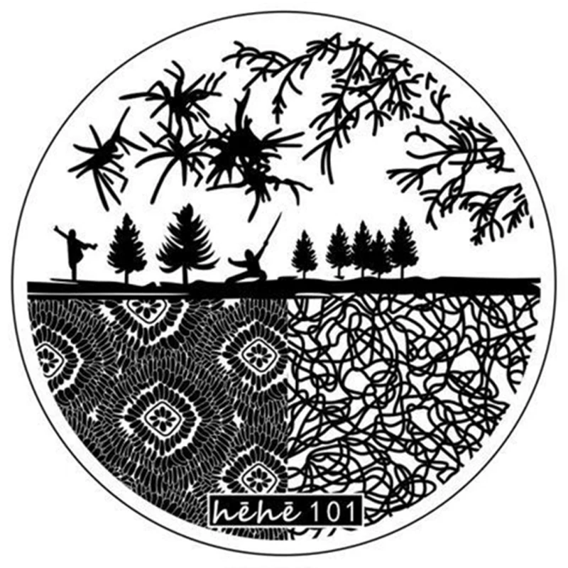 Chinese Style Architecture Stamping Plates Cloud Nail Stamp Stencil Templates Written Word Image Bamboo Nail Art Plates Mountain 2