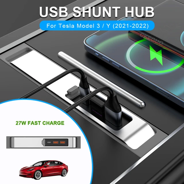 Tesla Model 3 Y Center Console USB HUB Adapter 4 in 1 USB Center Console  Smart Sensor for Tesla