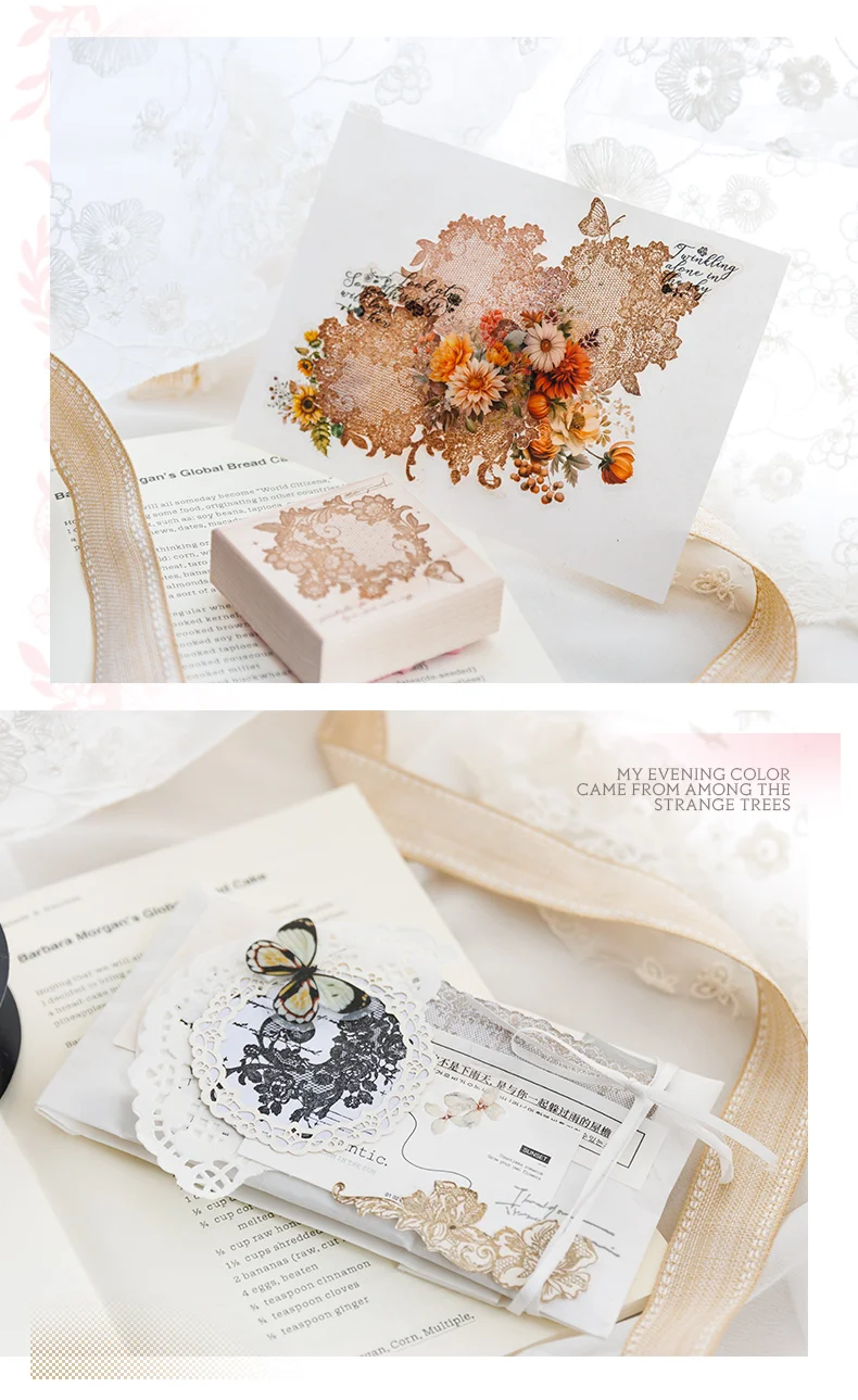 Yoofun kreative Spitze Holz stempel Journal liefert DIY-Karte machen Tagebuch Album Scrap booking Malerei Geschenk verpackung Retro-Siegel – Detail 11