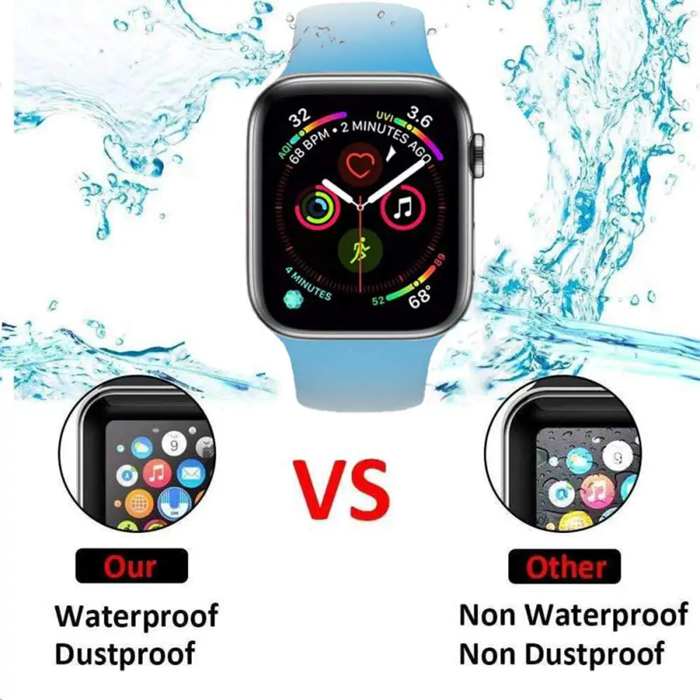 애플 워치 시리즈 8, 7, 45mm, 41mm, 부드러운 유리 풀 필름, iWatch 6, 5, 3 se, 44mm, 40mm, 42mm, 38mm 액세서리, 스크린 보호대 2 개