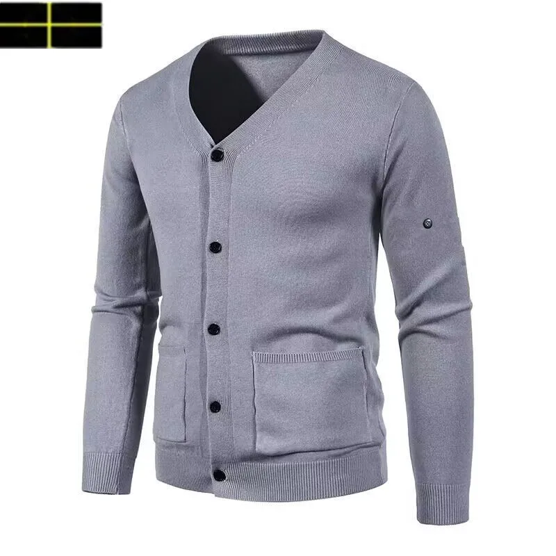 

Брендовый осенний пуловер ST0NF, мужской свитер, Кардиган с длинным рукавом, теплый приталенный свитер, мужской повседневный модный свитер, мужская одежда
