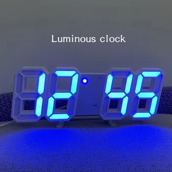 Table 3D LED Digital Alarm Clock Wall Clock Time/Date/Temperature for Home Kitchen Offices Clock Decoration Garden Clocks 1