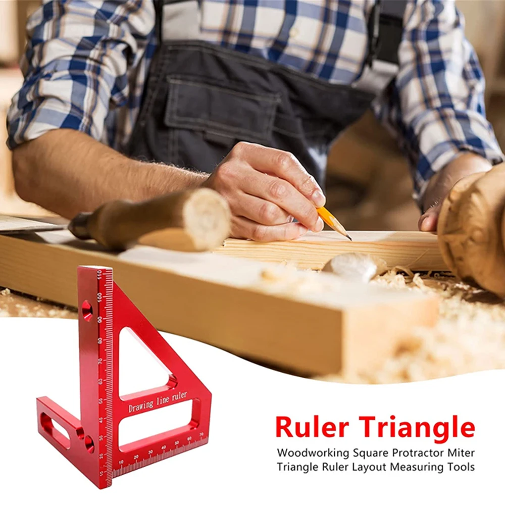 Aluminum Alloy Woodworking Square Protractor, High-Precision Miter Ruler for Engineer/Carpenter, Angle Measuring & Layout Tool