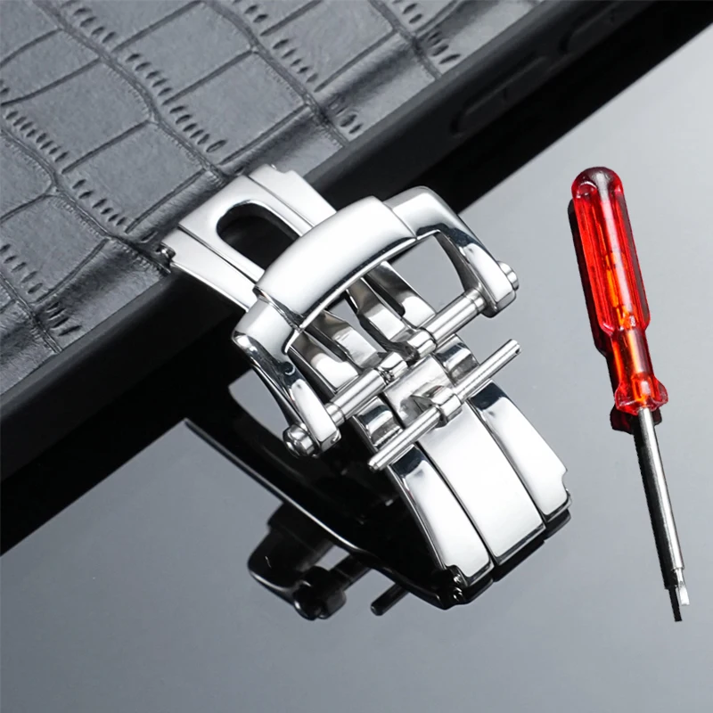 Elegant Stainless Steel Deployment Watch Clasp, 18mm