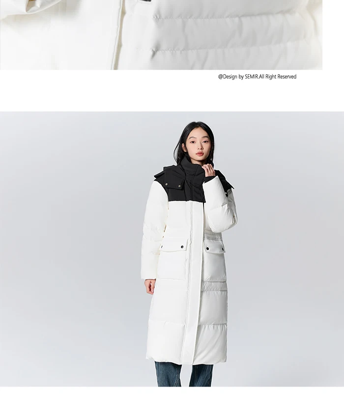 Chaqueta de plumas para mujer, larga, con capucha, moderna, para exteriores, invierno, nueva moda, con letras, abrigo grueso de tres capas, con almacenamiento de calor