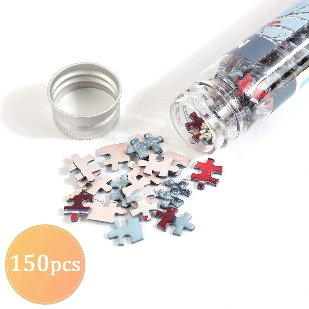 MaxRenard 150pcs Mini Jigsaw Puzzles Test Tube 15*10cm Travel Game Family Small Pocket Puzzle Cartoon Sakura Villa Flamingo 2