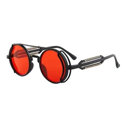 Vintage Steampunk Round Sunglasses - Retro UV400 Eyewear (C)