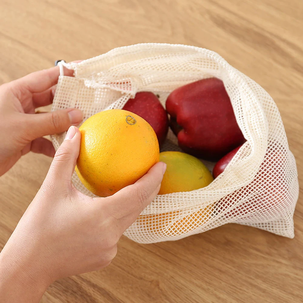 Eco-Friendly Reusable Cotton Mesh Produce Bags