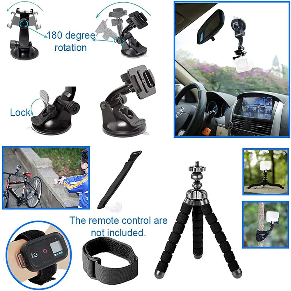 Action Camera Accessories Kit for Gopro Hero 12 11 10 9 8 7 6 5 4 Max Mount Session YI 4K SJCAM EKEN Osmo AKASO APEMAN Accessory 6