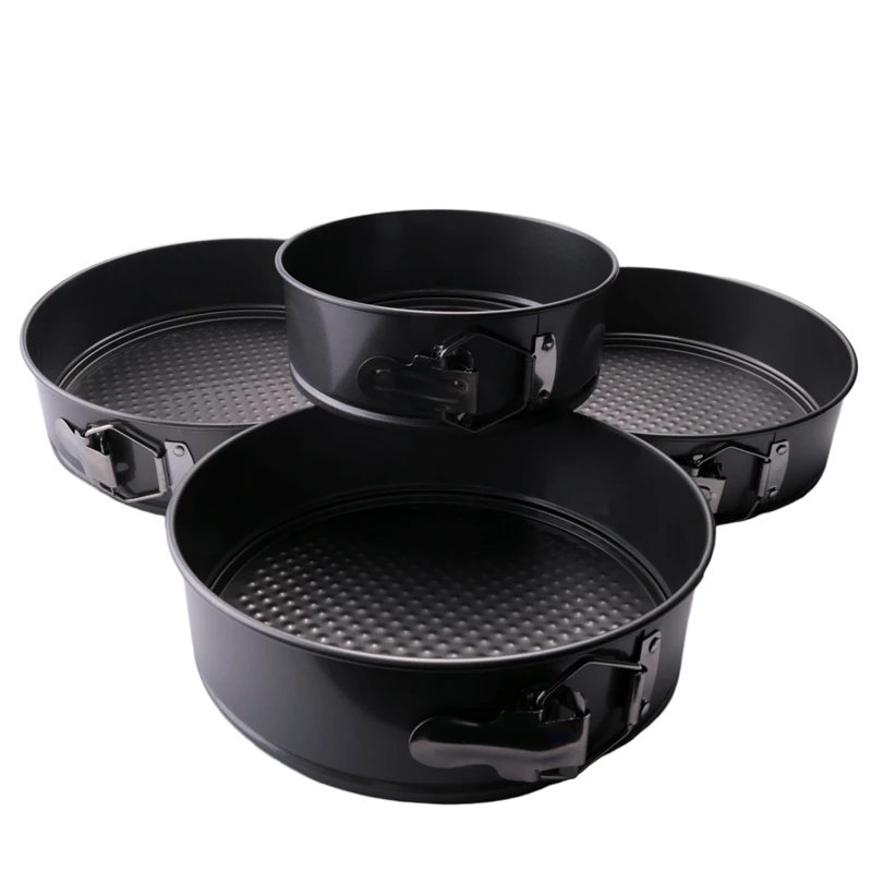 

4Pcs/Set Cake Pan For Baking Removable Bottom Non-Stick Springform Cheesecake Pan Leakproof Round Cake Mold Cake Pan Set