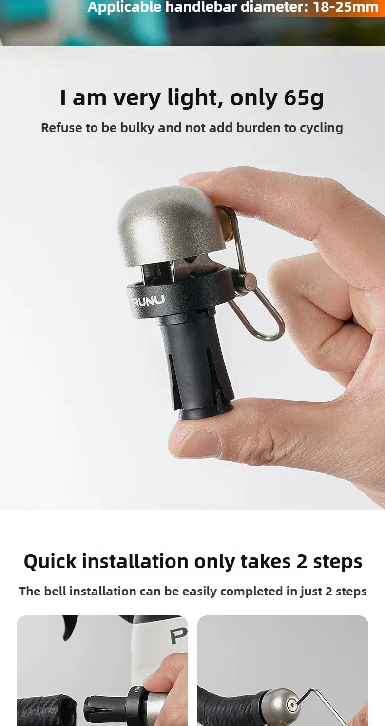 Description Picture 6 of itemAluminum Alloy Bicycle Alarm Bell 110dB Loud Safety Warning Fit 18-25mm Handlebar Waterproof MTB Road Bike Cycling Accessories