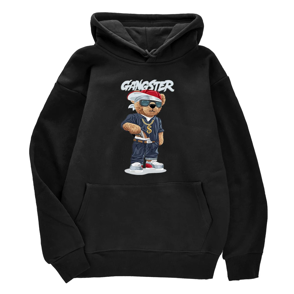 

Gangster Bear Print Sportswear Man Street Loose Long Sleeves Streetwear Harajuku Clothing Fashion Couple Personality Tracksuit