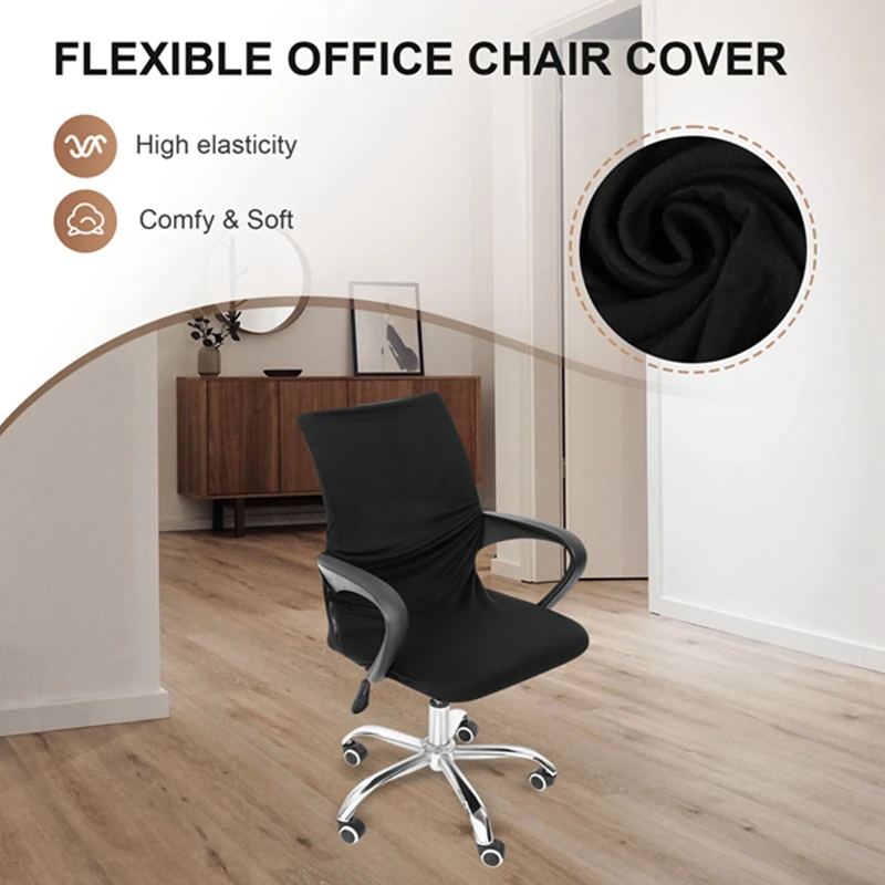 

Office Chair Cover Elastic Siamese Office Chair Cover Swivel Chair Computer Armchair Protective Cover(Black)