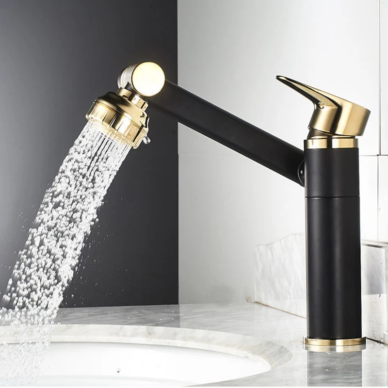 Mitigeur Lavabo Noir Mat - Robinet Universel Cuivre Design Contemporain 1 Trou