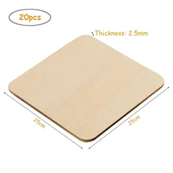 Versatile Unfinished Blank Wood Squares for Crafts, Art, and Home Decor (20pcs 25cm)