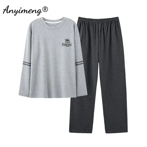 L-4XL 남성 가을 겨울 잠옷 세트 코튼 캐주얼 잠옷 남성 전체 길이 Pijamas 우아한 남성 잠옷 잠옷 2