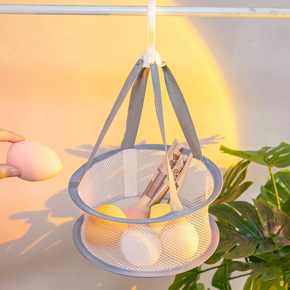 

Portable Makeup Brush Drying Net Beauty Egg Dry Net Basket Hanging Foldable Mesh Net Underwear Socks Drying Storage Basket
