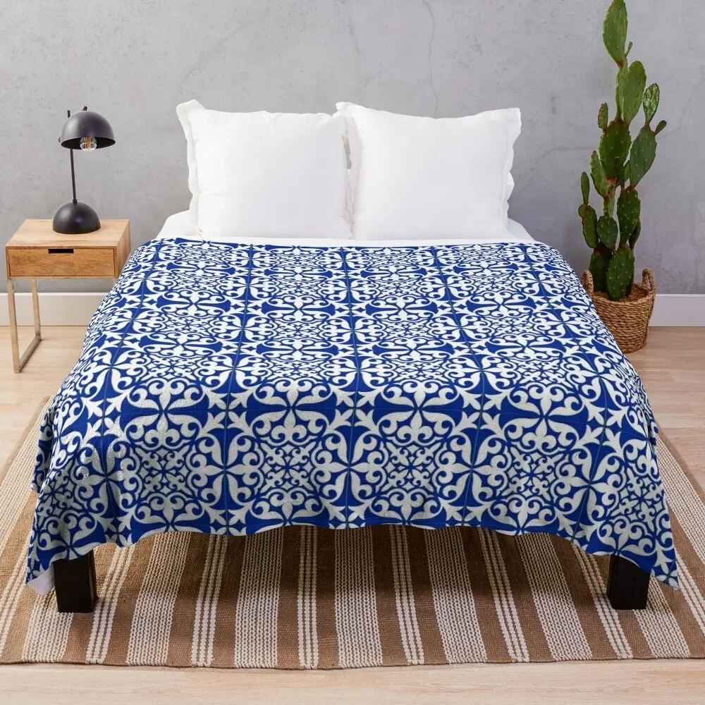 

Плитка с марокканским узором-кобальтовое синее одеяло, милые клетчатые гигантские одеяла для дивана и кровати