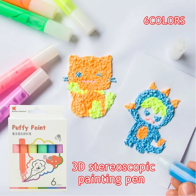 6Pcs/Set 3D Stereoscopic Art Painting Pen Magic Popcorn Pens For Greeting  Birthday Cards Puffy Bubble Popcorn Drawing Pens DIY