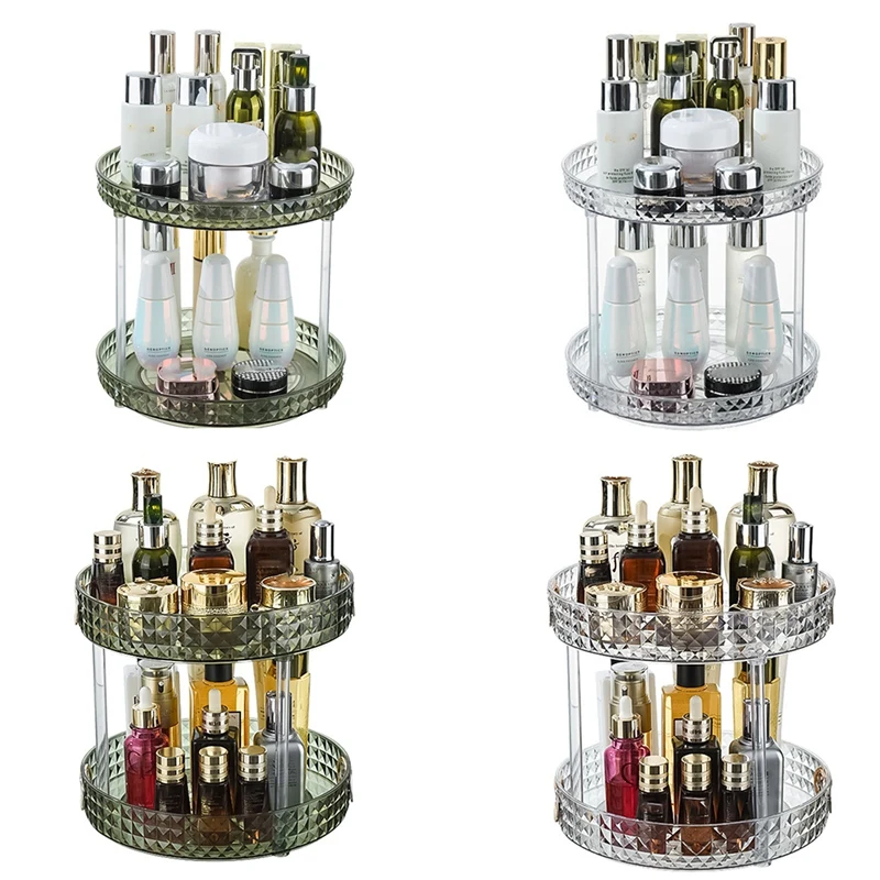 Rotating Cosmetic Storage Box Makeup Organizer Ins Desktop Finishing Perfume Tray Bathroom Skin Care Products Rack