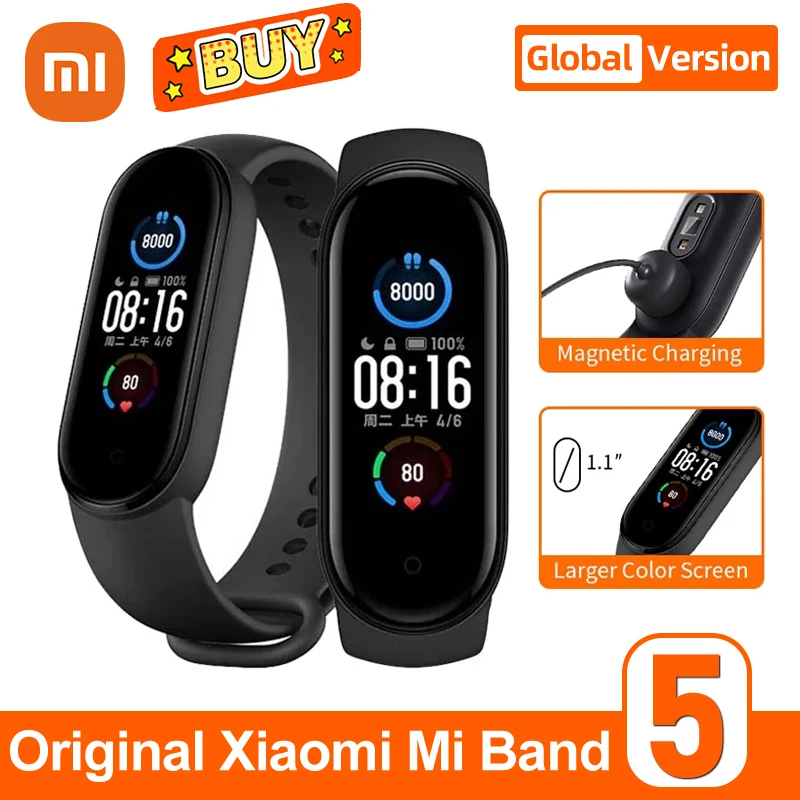 Умный Браслет Xiaomi Mi Band 5 цветной AMOLED экран умный фитнес-трекер спортивный браслет