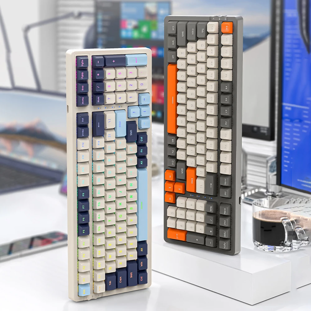 K8 무선 기계식 키보드, 3 가지 모드 기계식 키패드, BT, 2.4Ghz, C타입, 유선 사일런트 타이핑, E스포츠 게임 사무실용