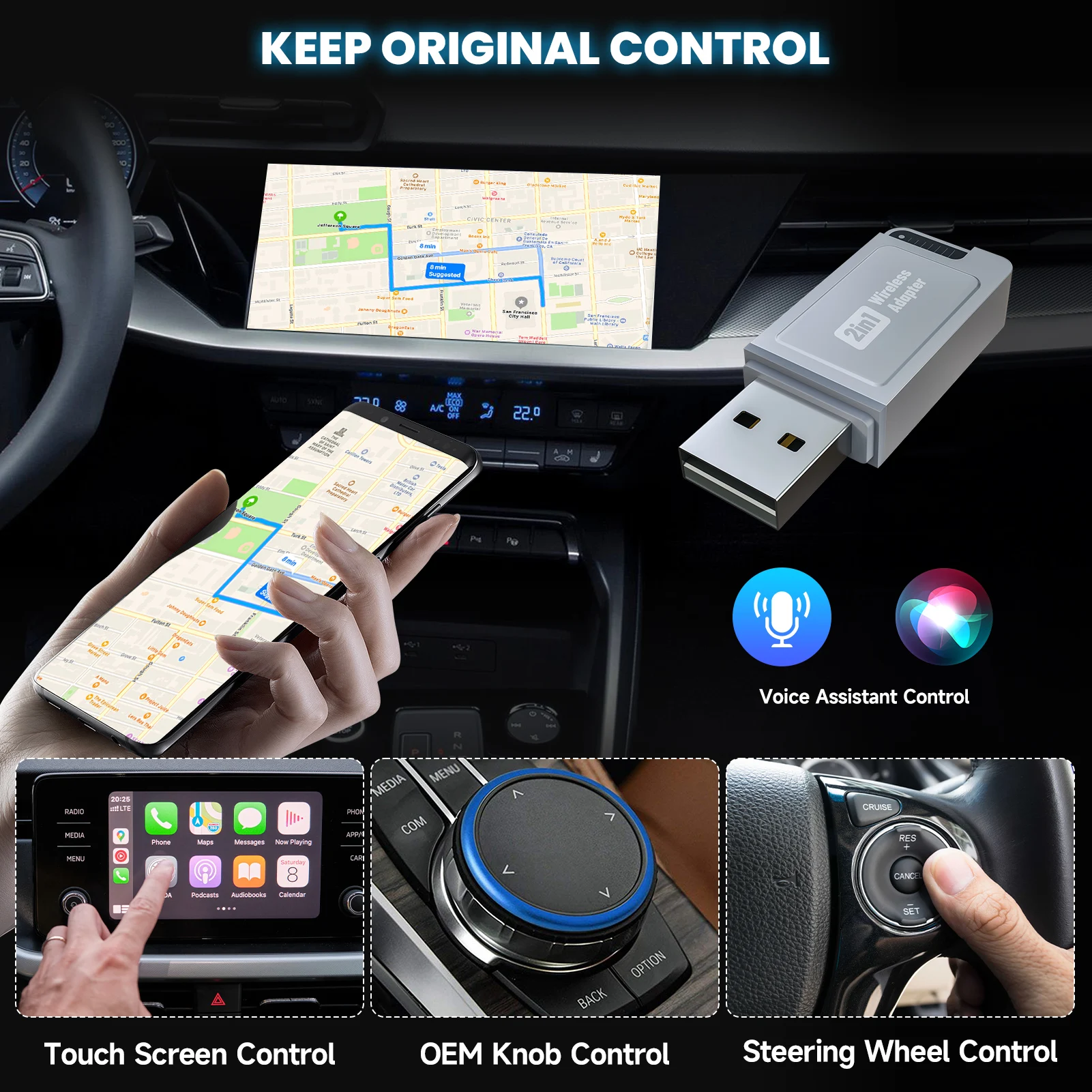 Wireless CarPlay Adapter for iPhone and Android