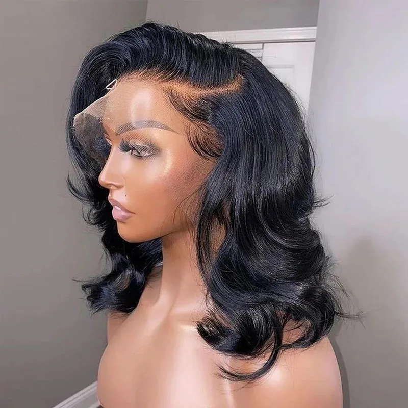 

Bob Lace Frontal Wig Human Hair Wigs Short Body Wave Brazilian Hair Wig for Women Pre Plucked with Baby Hair Natural Color