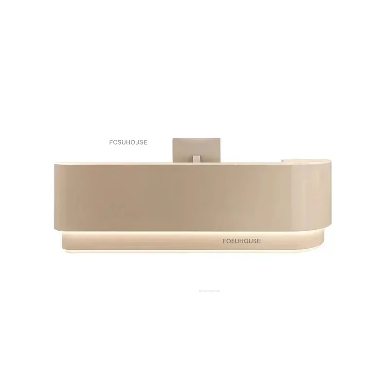 Nordic Curved Paint Reception Desks Company Bar Front Desk Wooden Cashier Modern Office Furniture Beauty Salon Reception Counter