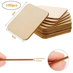 Versatile Unfinished Blank Wood Squares for Crafts, Art, and Home Decor (100pcs 6cm)