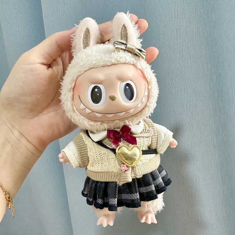 17cm labubu clothes pendant Labubu doll clothes keychain Labubu doll for JK skirt set cute 3