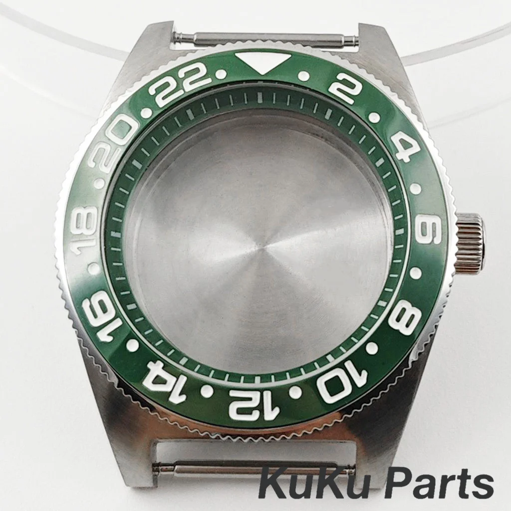 Green Ring GMT Ceramic Bezel Watch Case with 40mm Diameter and 28.5mm Dial Capability