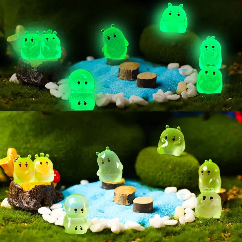 6 szt. Fluorescencyjne Mini Slime wróżka akcesoria ogrodowe ozdoby Kawaii mech mikropejzaż DIY dekoracja drewno ELF