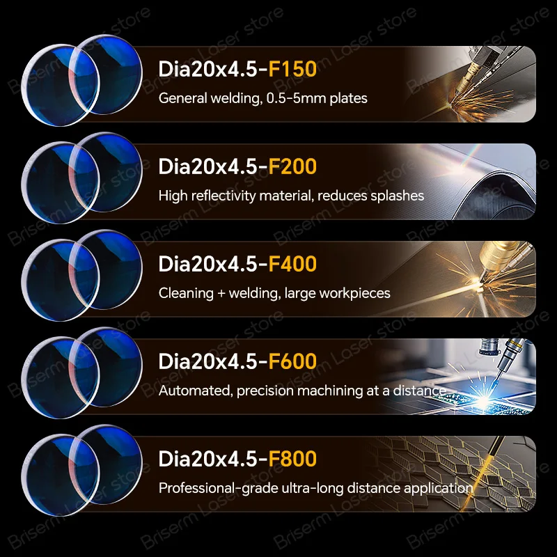 레이저 용접 포커싱 콜리메이터 렌즈 SUP 21T 23T 포커싱 렌즈 D20x4.5 F150 F200 F400 F600 F800 D16x5 F60 휴대용 포커싱 렌즈