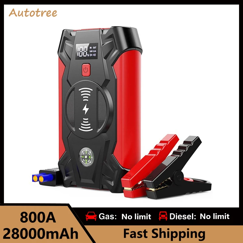 28000mHh Car Jump Starter Power Bank 12V 800A Lighting Portable 4 In 1 Battery Starters Starting Auto Battery Booster Charge