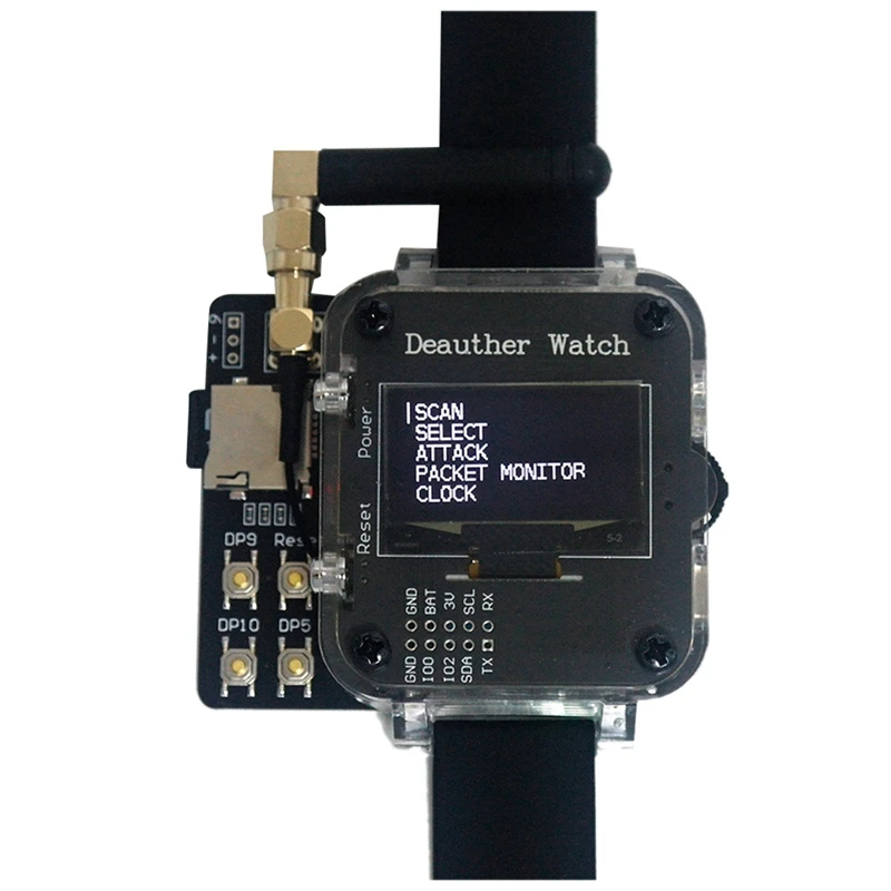 

Deauther Watch V4S (Deauthe&Bad USB) Esp8266+Atmega32u4 1000Mah Battery SD Card USB Rubber Ducky Silicone Strap