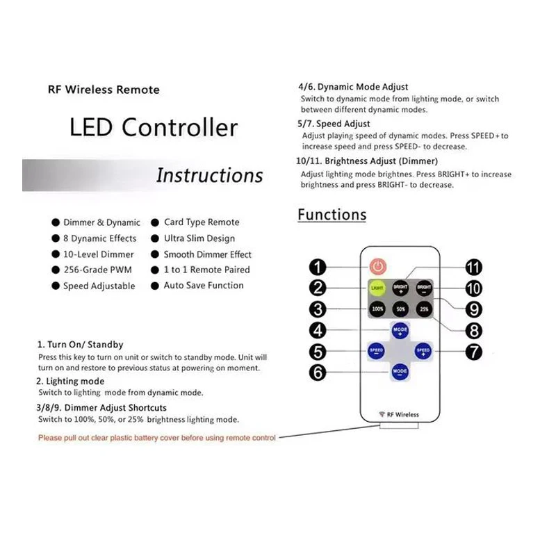 11-key Monochrome Mini RF Controller 5-24V Radio Frequency LED Dimmer Lamp Strip Controller With DC And USB Connector led strip controller led dimmer controller