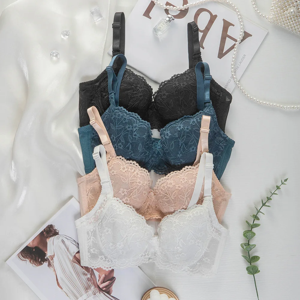 Lace Bras for Women Push Up Thin Bralette Gathered Invisiable Underwear Breathable Sexy Intimate Wireless Lingerie Brassiere