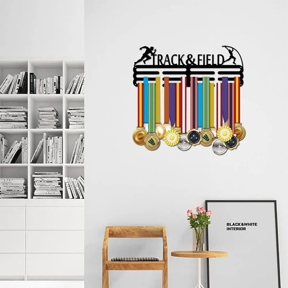 Male Track and Field Medal Hanger Display for 60+ Medals