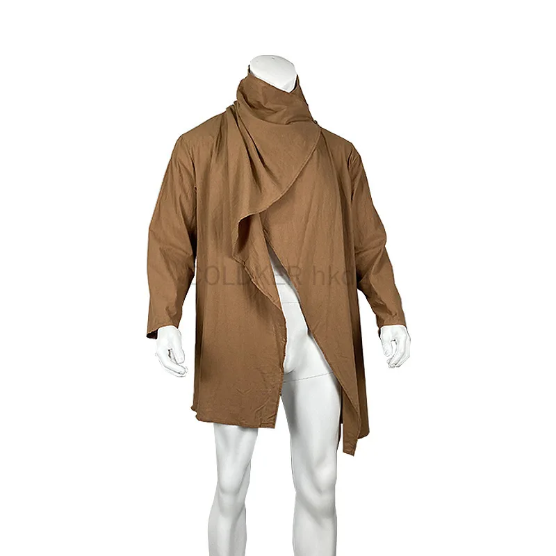 New Men's Retro Jackets Trench Casual Cotton Navy Black Khaki Scarf Collar Irregular Long Sleeve Cloak Loose Stylish