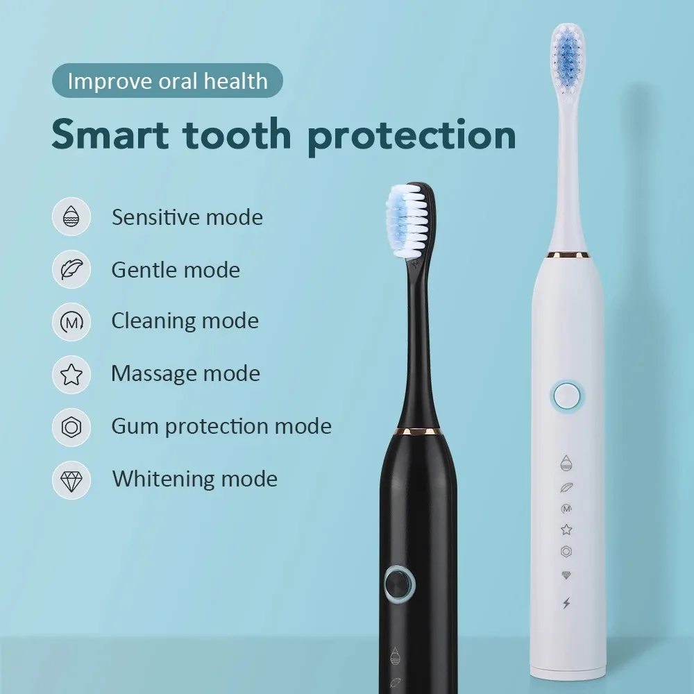 Rechargeable Electric Toothbrush for Adults with Whitening Mode