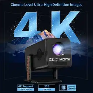 휴대용 소형 프로젝터 원주민 1080P 4K 지원되는 안드로이드 13 230ANSI 16GB RAM 자동 초점 WiFi 5 BT5.2 홈 극장 프로젝터
