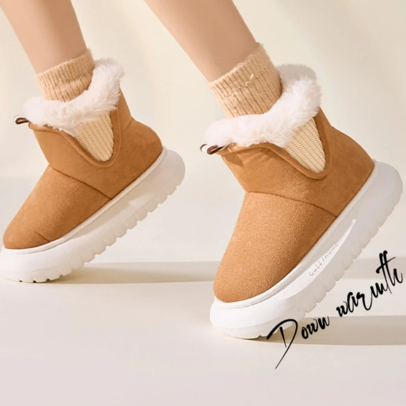 

2023 Warm Snow Boots Plush Soft Thick Sole Indoor Winter Short Plush Ankle Boots Couple Shoes Home Plush Furry Warm Cotton Boots