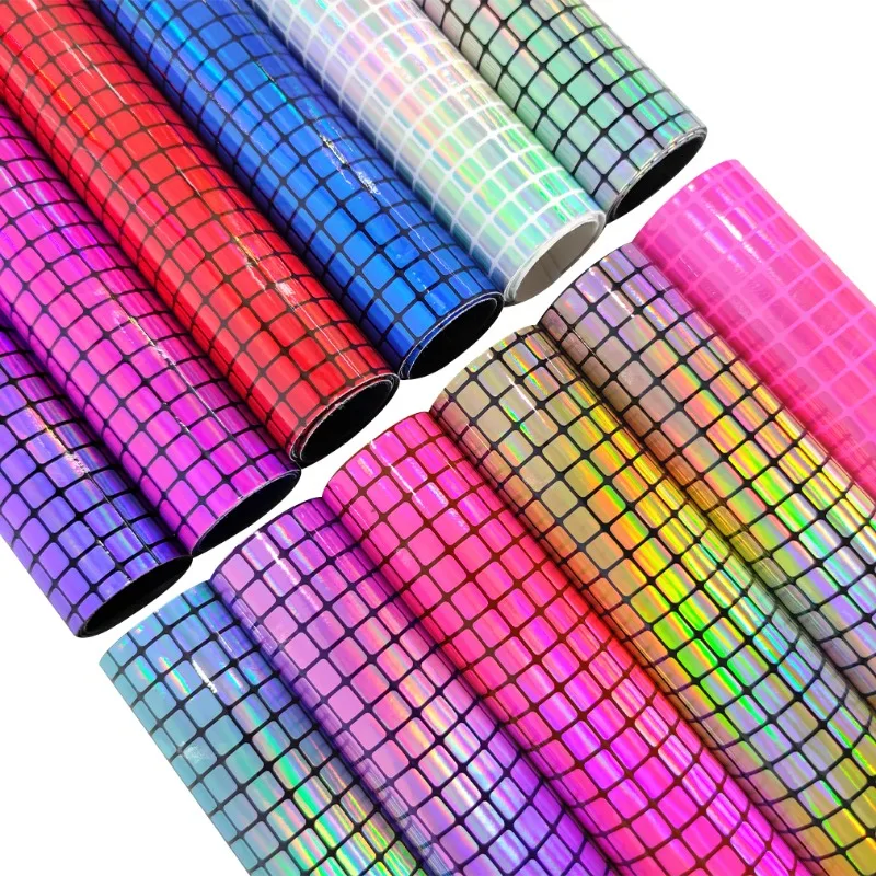 

Polka Dot Holographic Rainbow Metallic Mirro PU Faux Leather Fabric for Making Shoe/Bag/Decoration/DIY Accessories 30*135cm