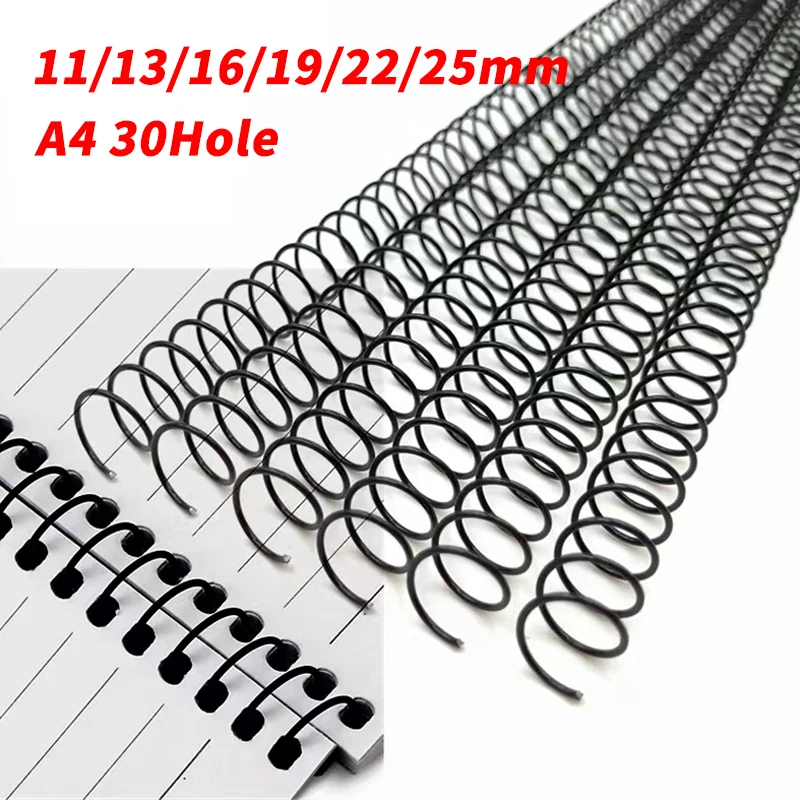 10pcs A4 30 홀 금속 루스 리프 바인딩 링 단일 코일 달력 봄 나선형 와이어 뱀 책 노트북 학교 사무용품