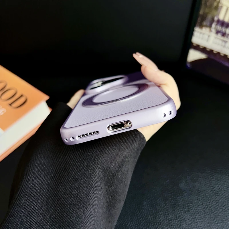 Fashion Magnetic Lychee Texture PU Leather Ultra Thin 360° Rotation Ring Stand Phone Case