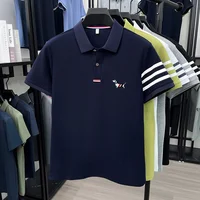 Polo de luxe pour homme à manches courtes de haute qualité, broderie chiot sur le col, rayures sur les poignets, t-shirt décontracté et professionnel pour homme 6